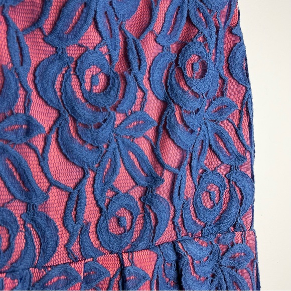 Anthropologie Eva Franco Lined Lace Blue Bright Coral, Pink size 6 - Picture 9 of 13